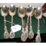 A set of six antique sterling silver tablespoons - 10oz