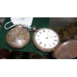 A silver full hunter pocket watch for restoration