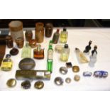 Various collectables, including perfume, pill boxe