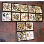 Victorian transfer printed tiles - mounted