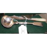 A silver sauce ladle - London 1900, together with