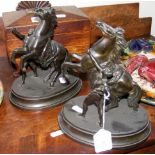 A pair of rearing Marli style spelter horses - 22c