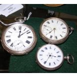 Silver pocket watch, together with two others