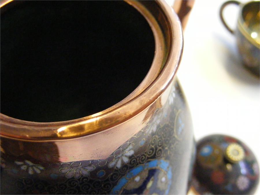 A decorative cloisonne teapot and matching cup and - Image 2 of 2