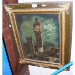 A "Big Ben" picture clock in ormolu mounted wooden