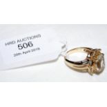 A 9ct yellow gold cluster ring - Size M