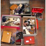 Large quantity of costume jewellery, including wri