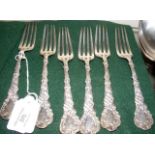 The matching set of six sterling silver forks - 8.9oz