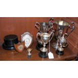 Silver trophies and other, relating to pigeon raci