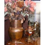 Copper and brass samovar, etc.