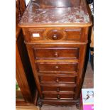 A French rouge marble top chest of drawers