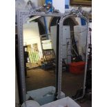 A narrow antique hall mirror and one other in deco