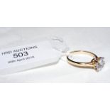 A 9ct yellow gold cubic zirconia ring - Size N