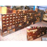 An extremely large Victorian set of Chemist's draw