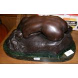 Decorative bronze nude study on marble plinth