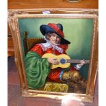 Oil painting of seated minstrel - signed ARMITAGE