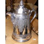 A large antique electroplated lidded flagon