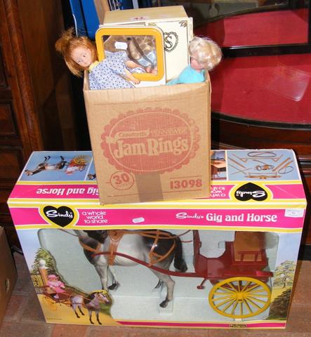 A boxed Sindy Gig and Horse, together with Sindy d