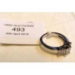 A platinum Princess cut diamond ring - .50ct total