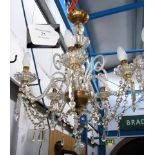 A similar five branch crystal drop chandelier