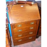 Mahogany fall-front bureau with sunken brass handl