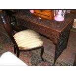 A decorative antique Chinese folding desk with pro