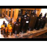 Selection of glass Chemist's bottles