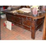 An unusual large continental period oak coffer wit