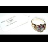 A 9ct gold ruby and diamond ring