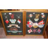 Pair of Victorian military wool work embroideries