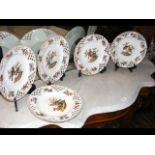 A set of five continental hand painted ribbon plat