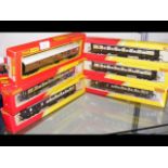 Six boxed Hornby carriages, including R746, R4312