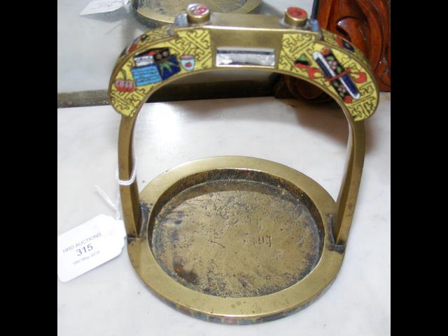 An old Chinese brass and champleve riding stirrup