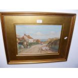 G HALL - watercolour of island country lane scene