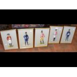 Set of five watercolours of military men in unifor