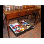 A mahogany two drawer side table