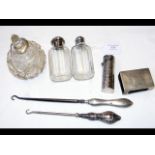 Silver scent bottle, matchbox holder, etc.