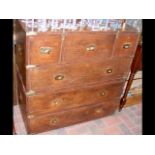 A 19th century brass bound campaign chest with sun