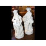 A pair of 32cm high Victorian Parian ware figures