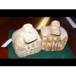 Two old carved pottery whistles (Ocarina) -