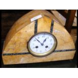 An Art Deco marble striking mantel clock - 22cm hi