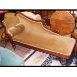 Victorian mahogany framed chaise longue on turned