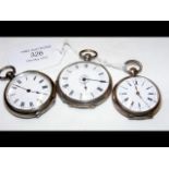 Three silver pocket watches