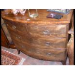 Antique bow front chest of drawers