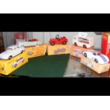 Five reconditioned Dinky Toys in reproduction boxe