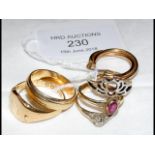 Selection of gold and other dress rings