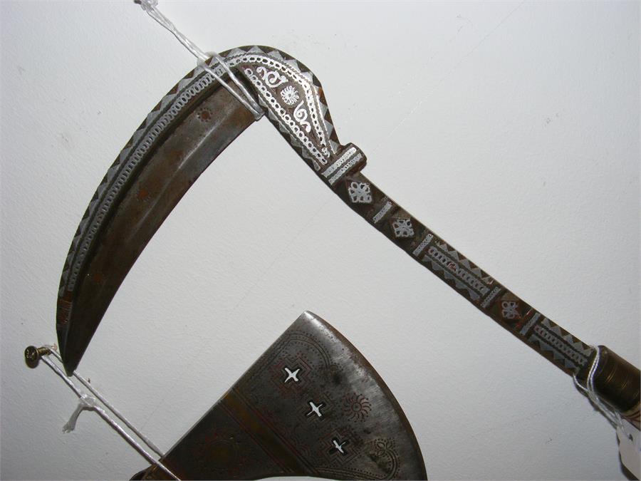 An inlaid Middle Eastern axe, together with one ot - Image 4 of 4