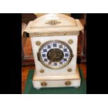 Victorian alabaster mantel clock - 32cm high