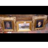 Pair of antique oil painting portraits, together w