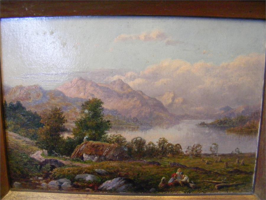 An oil on board of mountain lake scene - 14cm x 20 - Image 3 of 6